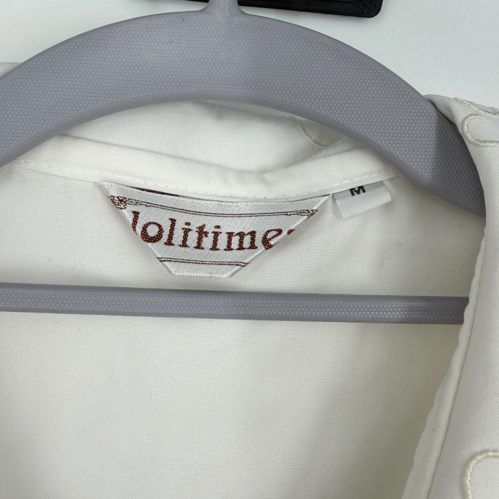 Lolitimes White Embroidered Peter Pan Collar Lace Ruffle Blouse Top Womens M - Picture 4 of 5